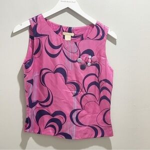 AURA Women’s Pink Silk Button Detail Fully Lined Silk Shell Tank Blouse Size 2